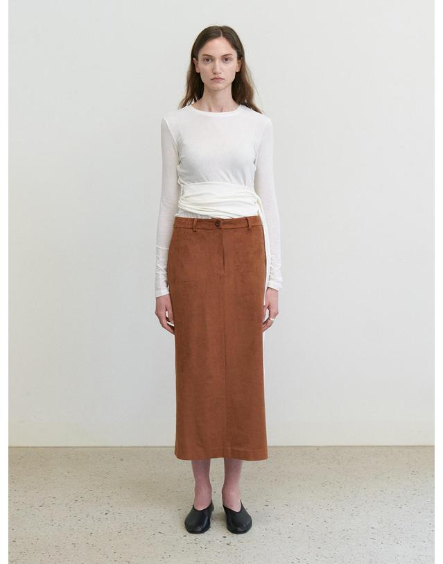 스텝어라운드 Suede H-line skirt_BROWN 브라운 착용컷