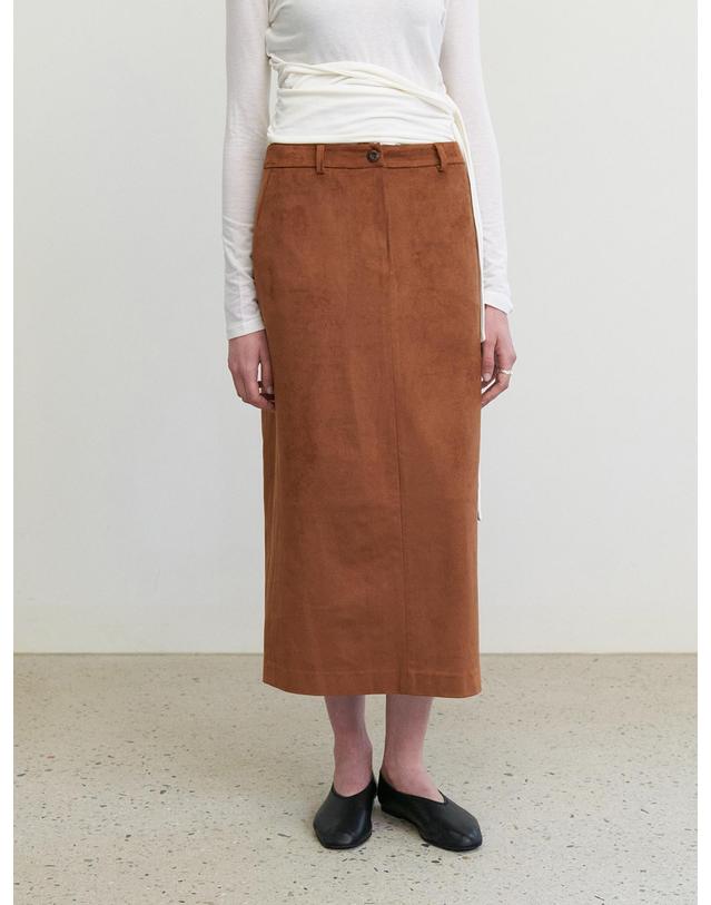 스텝어라운드 Suede H-line skirt_BROWN 브라운 착용컷
