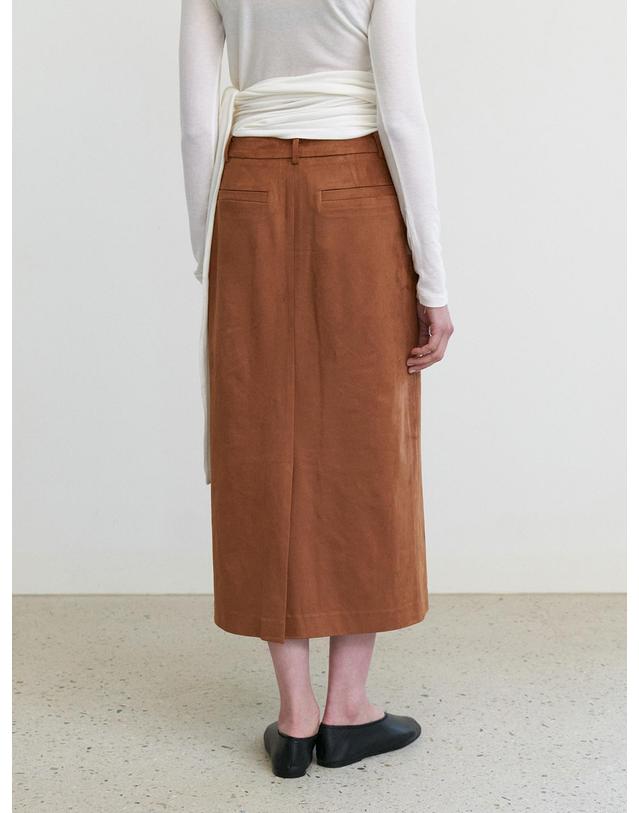 스텝어라운드 Suede H-line skirt_BROWN 브라운 착용컷