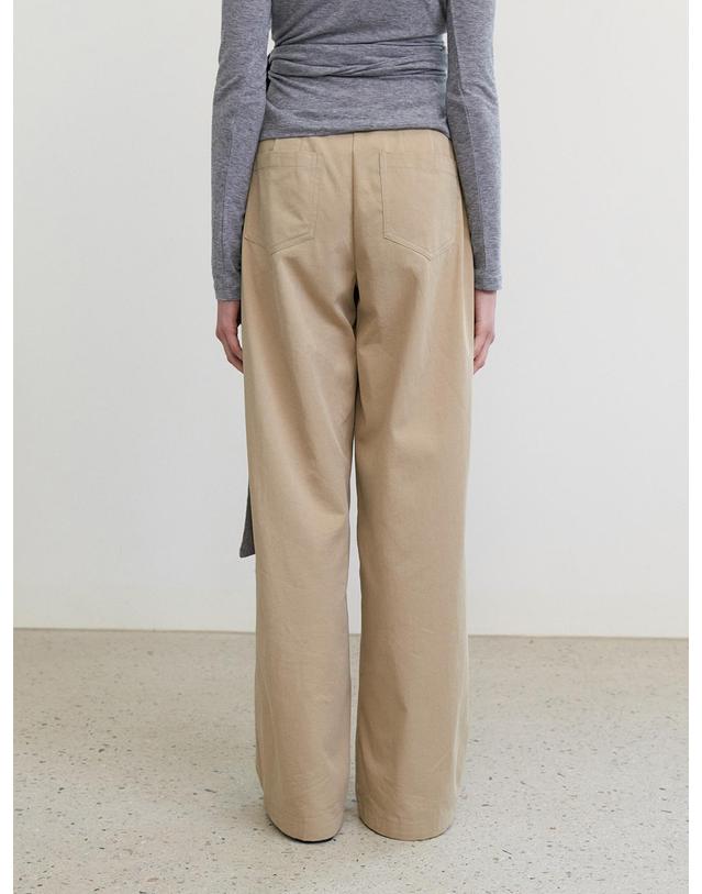 스텝어라운드 Cotton wide relaxed pants_BEIGE 크림 착용컷