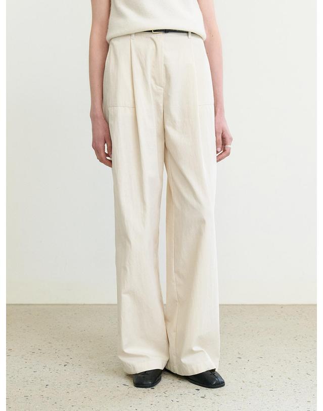 스텝어라운드 Cotton wide relaxed pants_IVORY 아이보리 착용컷