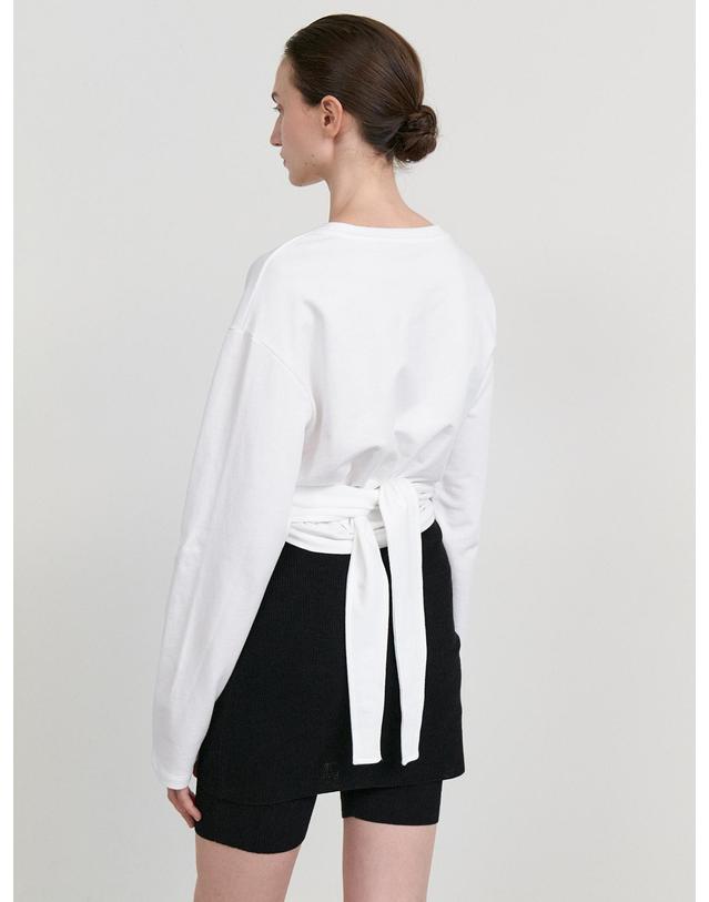 스텝어라운드 Loose fit wrap long sleeve t-shirts_OFF WHITE 화이트 착용컷