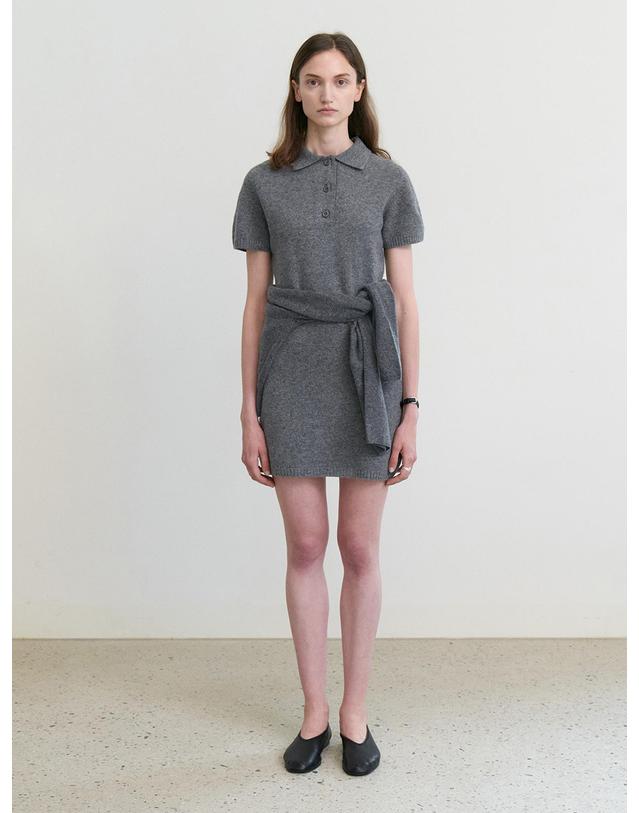 스텝어라운드 Cashmere collar mid one-piece_GREY 그레이 착용컷