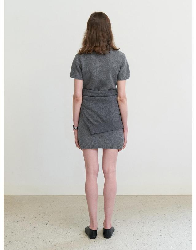 스텝어라운드 Cashmere collar mid one-piece_GREY 그레이 착용컷