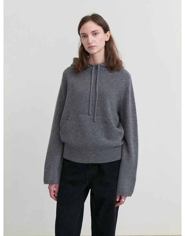 스텝어라운드 Cashmere wholegarment hoody pullover_M/GREY 그레이 착용컷