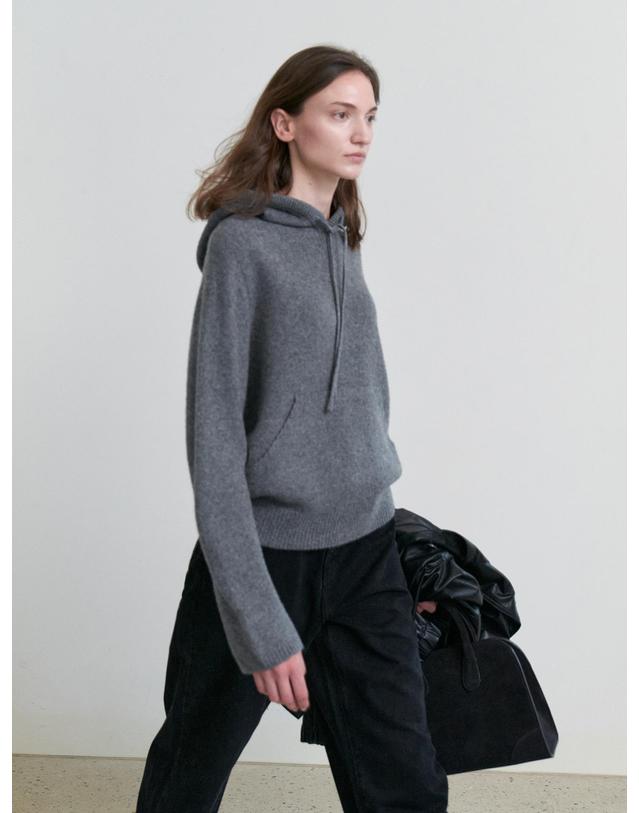 스텝어라운드 Cashmere wholegarment hoody pullover_M/GREY 그레이 착용컷