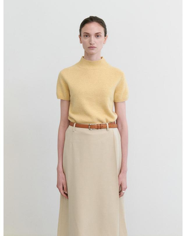 스텝어라운드 Mar crop half knit_MUSTARD 머스타드 착용컷
