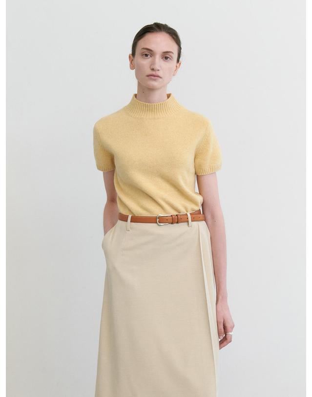 스텝어라운드 Mar crop half knit_MUSTARD 머스타드 착용컷