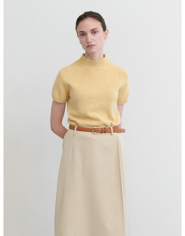 스텝어라운드 Mar crop half knit_MUSTARD 머스타드 착용컷