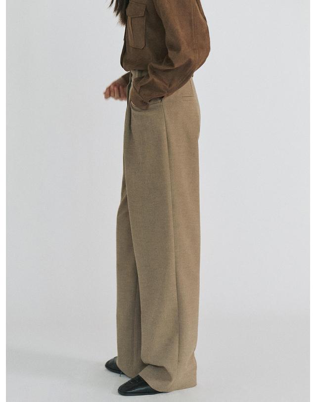 스텝어라운드 Soft Wool Wide Pants_BROWN 브론즈 착용컷