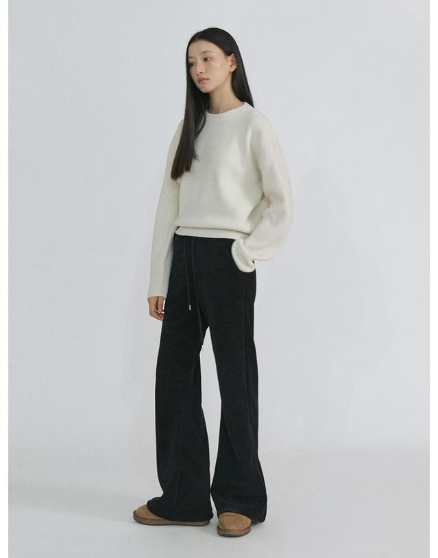 스텝어라운드 [기모선택] Fleece Lined Bootcut Banding Pants_BLACK 블랙 착용컷