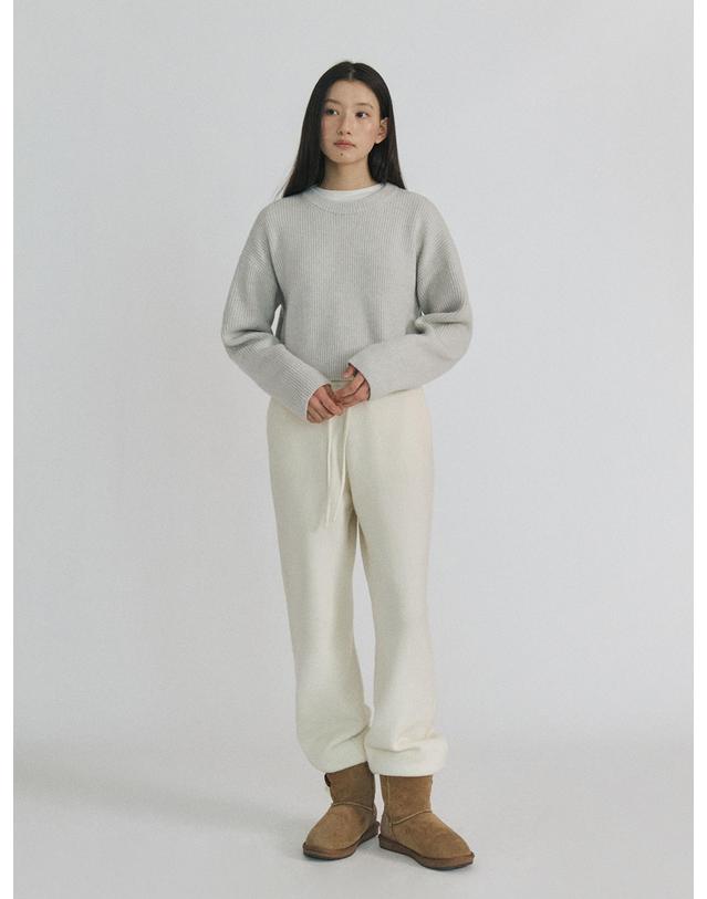 스텝어라운드 Knit Jogger Banding Pants_IVORY 아이보리 착용컷