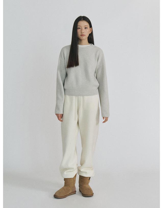 스텝어라운드 Knit Jogger Banding Pants_IVORY 아이보리 착용컷