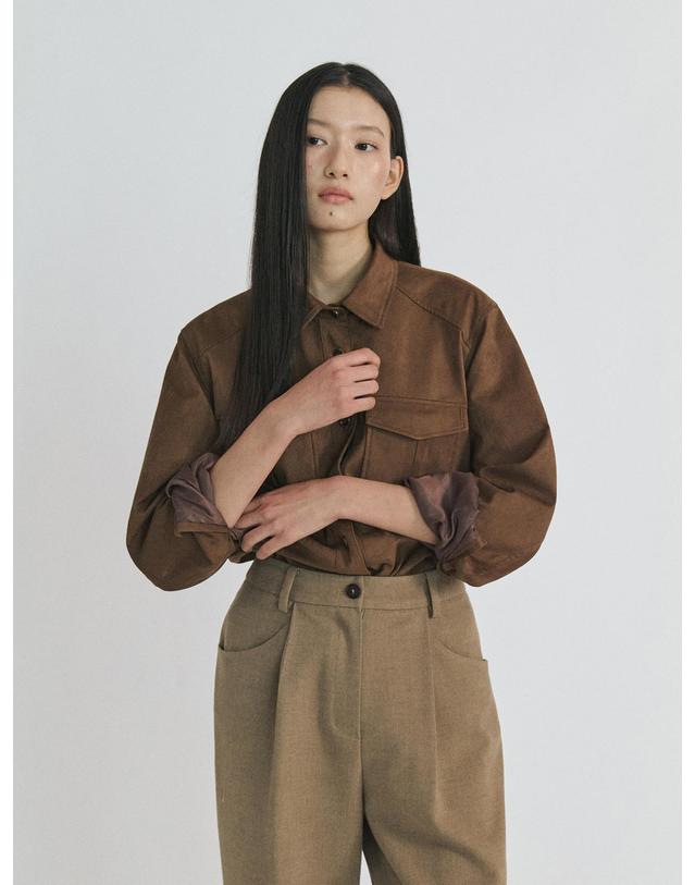 스텝어라운드 Suede Jumper Shirt_BROWN 브라운 착용컷
