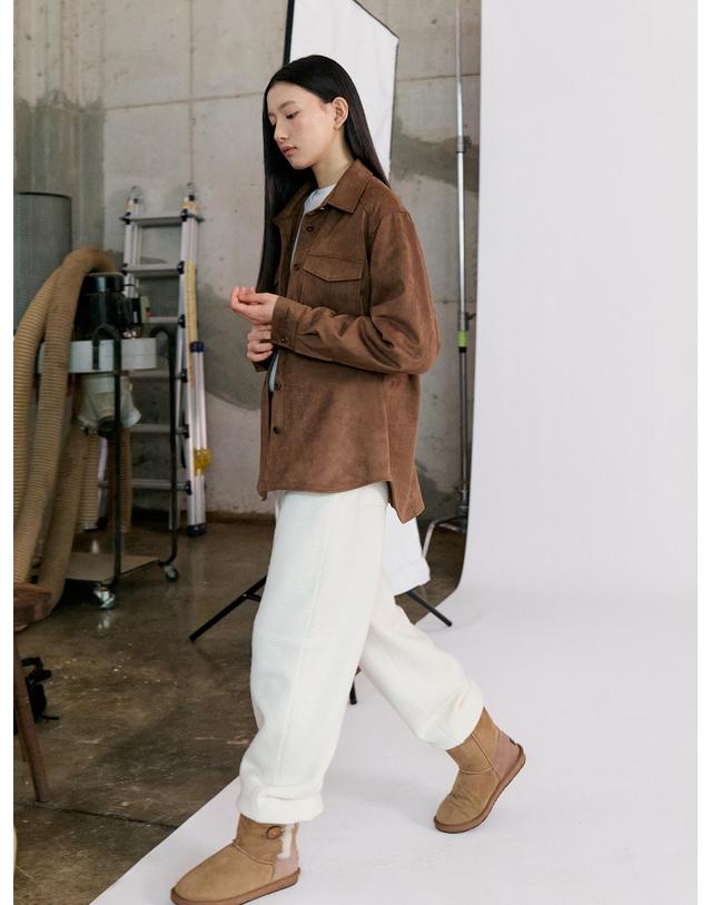 스텝어라운드 Suede Jumper Shirt_BROWN 브라운 착용컷