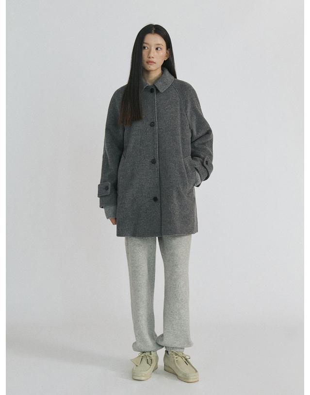 스텝어라운드 Merino Raglan Midi Coat_GREY 그레이 착용컷