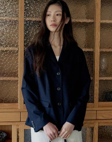 Calm Tailored Single Jacket_NAVY