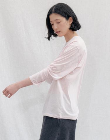Loose Fit Cotton Long Sleeve Tee_LIGHT PINK