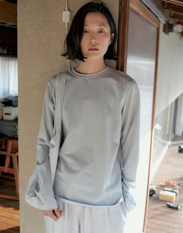 Cotton Stripe Long Sleeve Tee_SKY BLUE