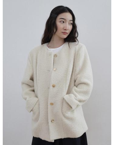 Suri Arpaca Round Mid Jacket_IVORY