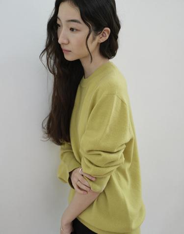 Superfine Merino Wholegarment Crewneck Knit_OLIVE YELLOW
