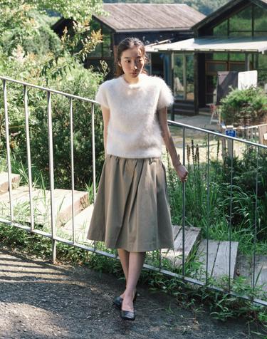 Alpaca Hairy Crop Knit_IVORY