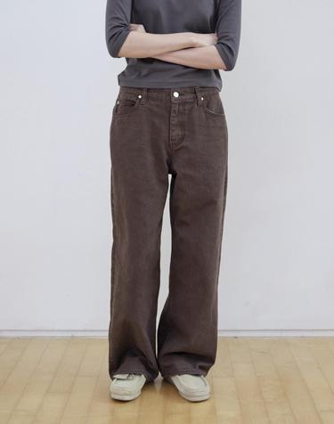 Soft Washing Color Straight Denim_BROWN