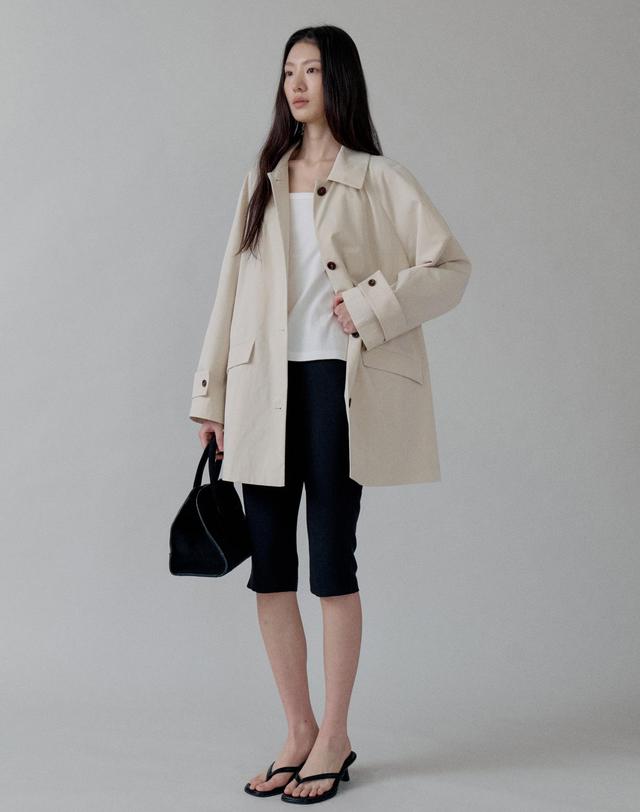 스텝어라운드 Mac Trench Mid Coat_IVORY 착용컷