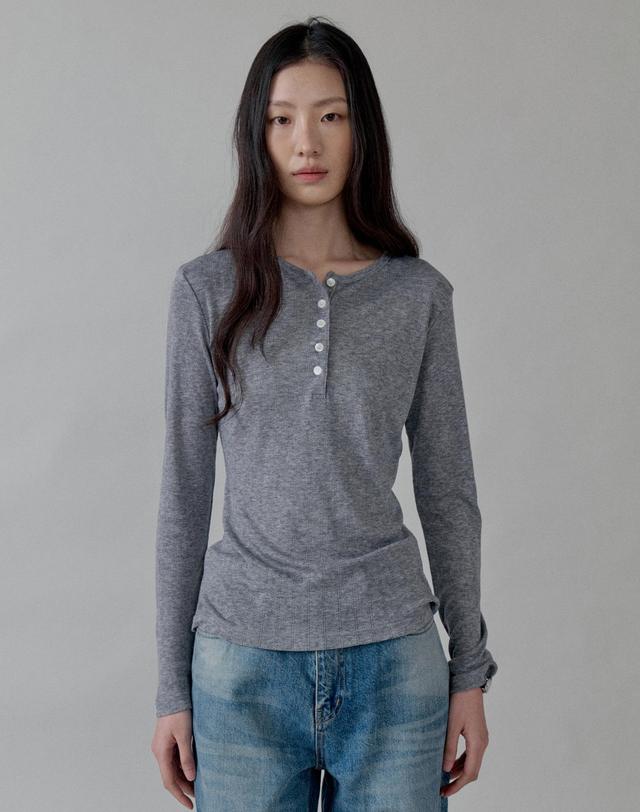 스텝어라운드 Henley Long Sleeve Tee_3 COLORS 착용컷