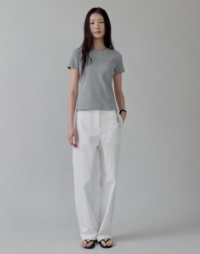 스텝어라운드 Cotton Straight Pocket Pants_WHITE 착용컷