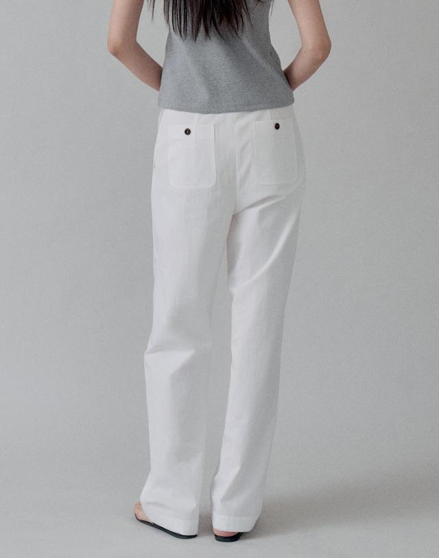 스텝어라운드 Cotton Straight Pocket Pants_WHITE 착용컷