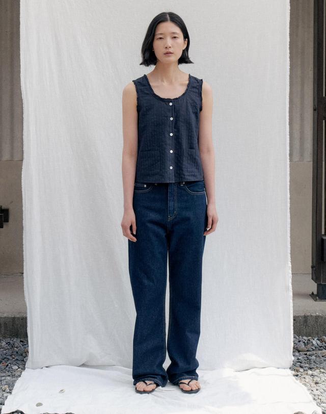 스텝어라운드 Classic Straight Leg Denim_DEEP BLUE 착용컷