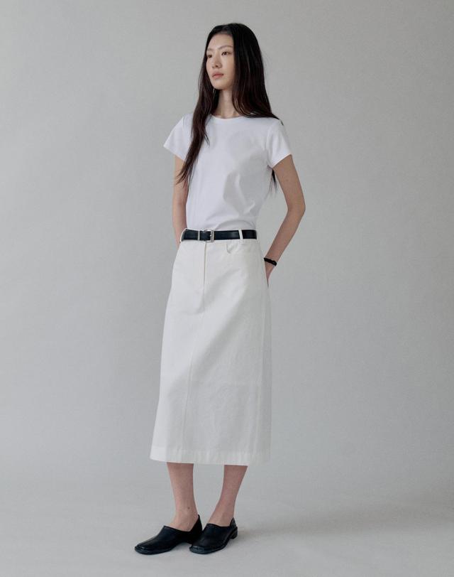 스텝어라운드 Straight Pocket Cotton Skirt_WHITE 착용컷