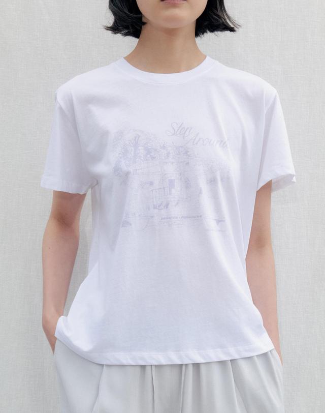 스텝어라운드 Prague park graphic Tee_WHITE 그레이 착용컷