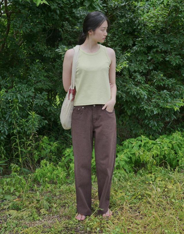 스텝어라운드 Span rib sleeveless_OLIVE 착용컷