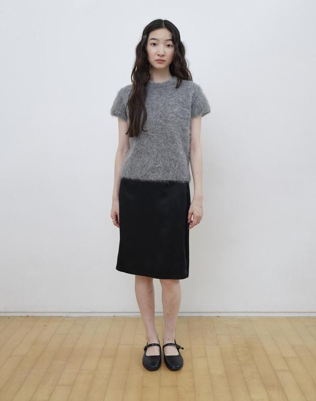 스텝어라운드 Alpaca Hairy Crop Knit_GREY 착용컷