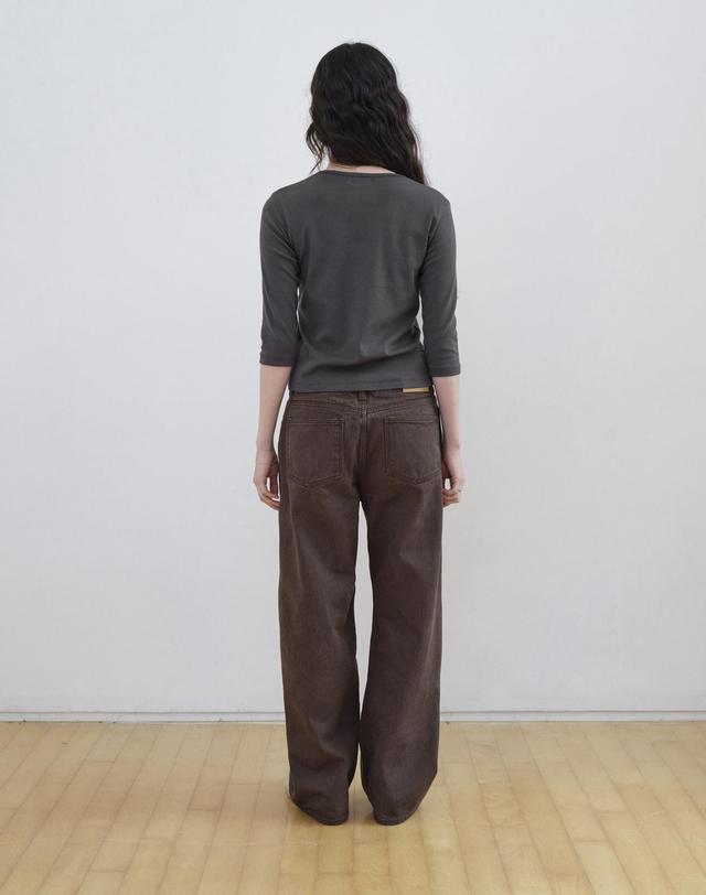 스텝어라운드 Soft Washing Color Straight Denim_BROWN 착용컷