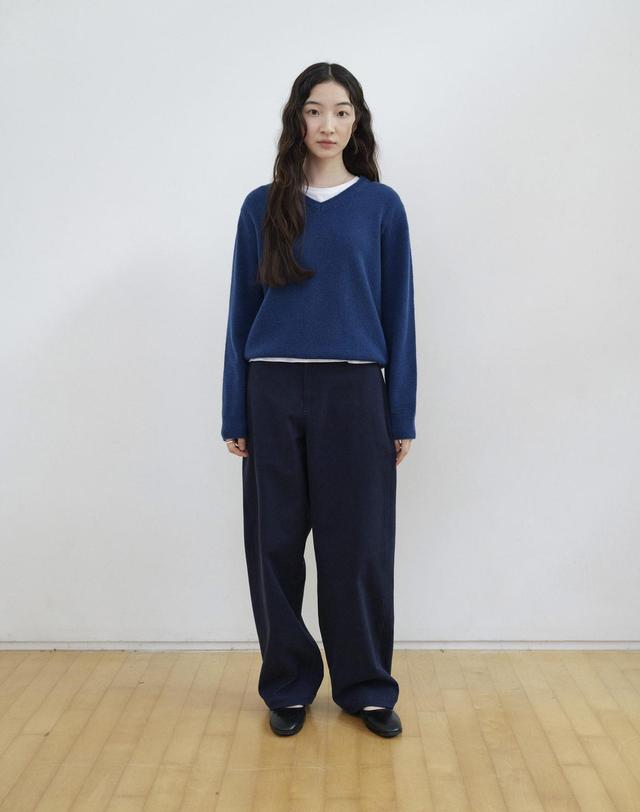 스텝어라운드 Cotton Stretch Curved Pants_NAVY 착용컷