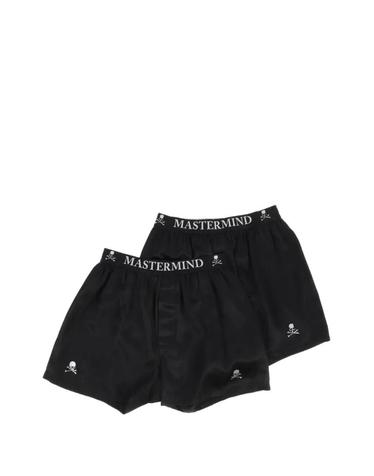 [해외직구] 26 FW 마스터마인드 월드 로고 웨이스트밴드 실크 복서 브리프 2팩 세트 MW26SE2TR001BLK TP457880839