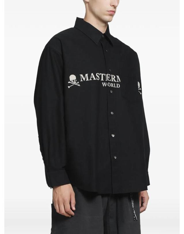 마스터마인드 월드 [해외직구] 26 FW 마스터마인드 월드 logo print cotton oxford shirt MW26SE2SH002005 TP459883790 착용컷