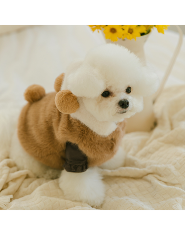 후드 밍크 후리스 조끼 강아지패딩
