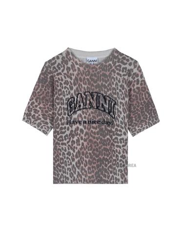 [가니] FW25 여성 레오파드 울 믹스 니트 K2500 943
