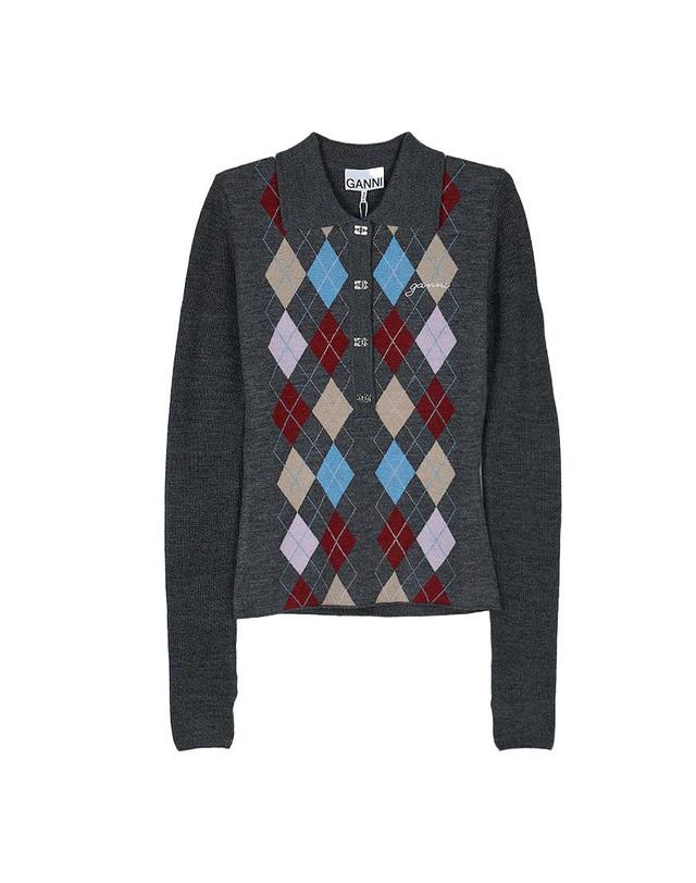 가니 [가니] FW25 여성 폴로 셔츠 니트 K2601 920 착용컷