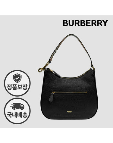 버버리 호보 숄더백 81046821 그레인 레더 블랙