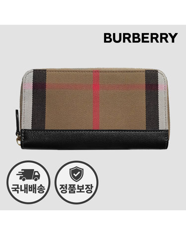 버버리 여성 장지갑 지퍼 어라운드 80840291 캔버스 블랙