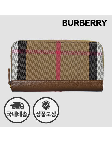 버버리 여성 장지갑 지퍼 어라운드 80845151 캔버스 얼스