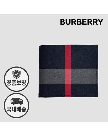 버버리 남성 반지갑 80840641 캔버스 체크 네이비