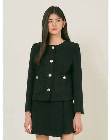 BETTY Wool tweed mini pantskirt_black