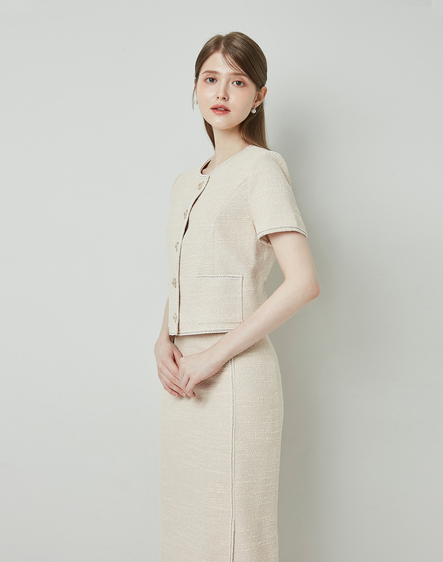 엠므 Ines Tweed Set-up_Light Pink 착용컷