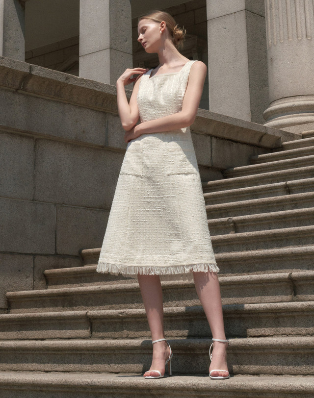 엠므 Monika Tweed Dress_Ivory 착용컷